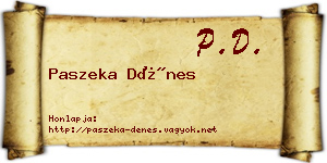 Paszeka Dénes névjegykártya